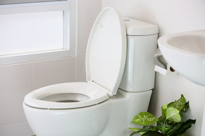 white toilet in modern home, white toilet bowl in cleaning room, flushing liquid in toilet, private toilet in modern room, interior equipment and modern restroom, cleaning toilet.