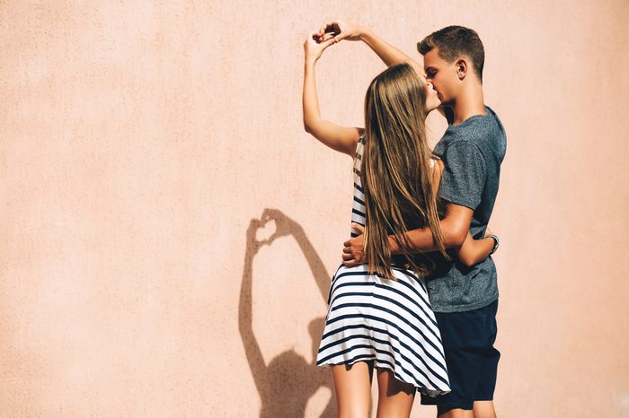 Adorable couple on a sunny day in the city