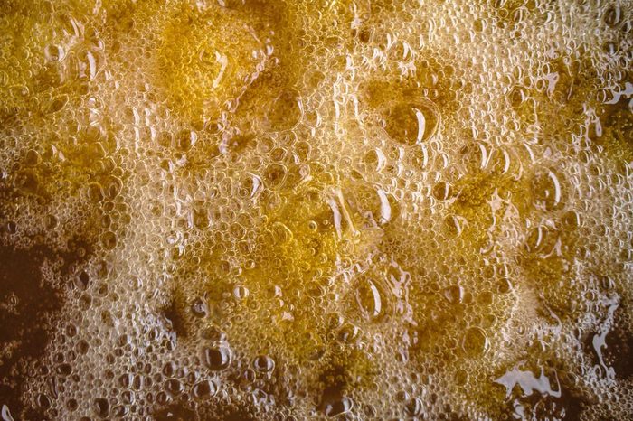 Boiling oil in the pan