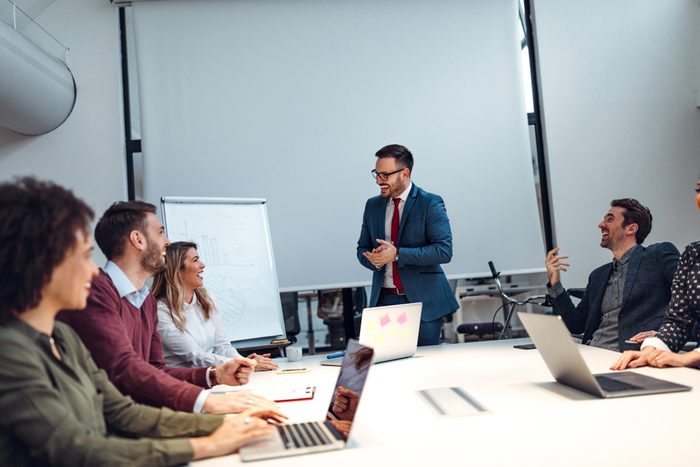 Group of coworkers during a meeting in an office