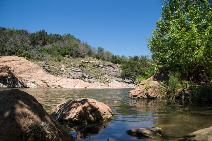 Rocks of Colorado river in Inks Lake State Park, Texas