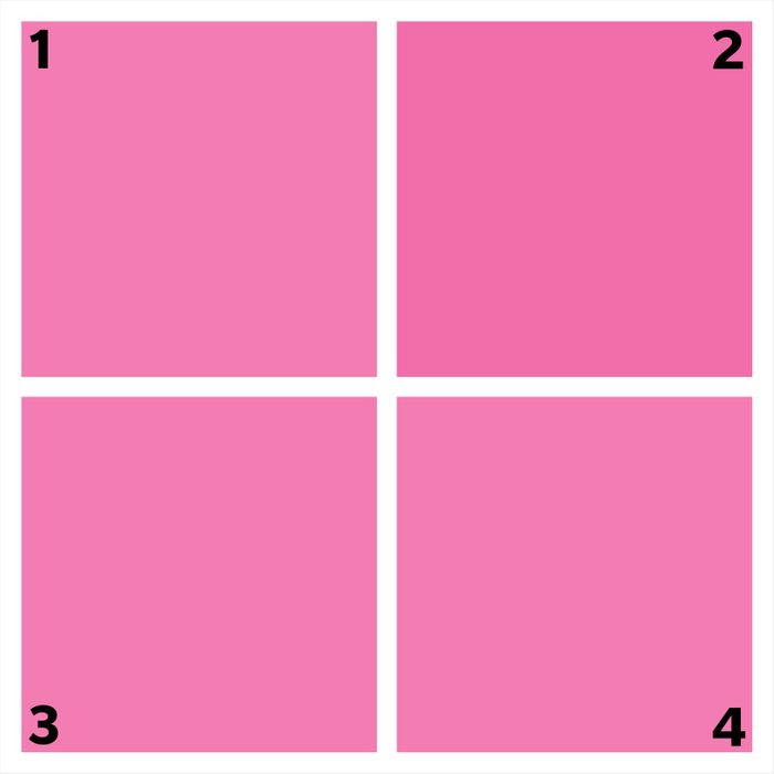 four pink squares. one is different.