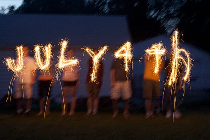 Sparkler long exposure spelling July 4th