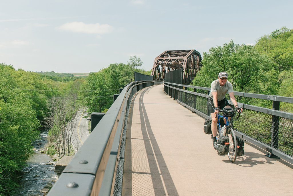 Biker on paved trail