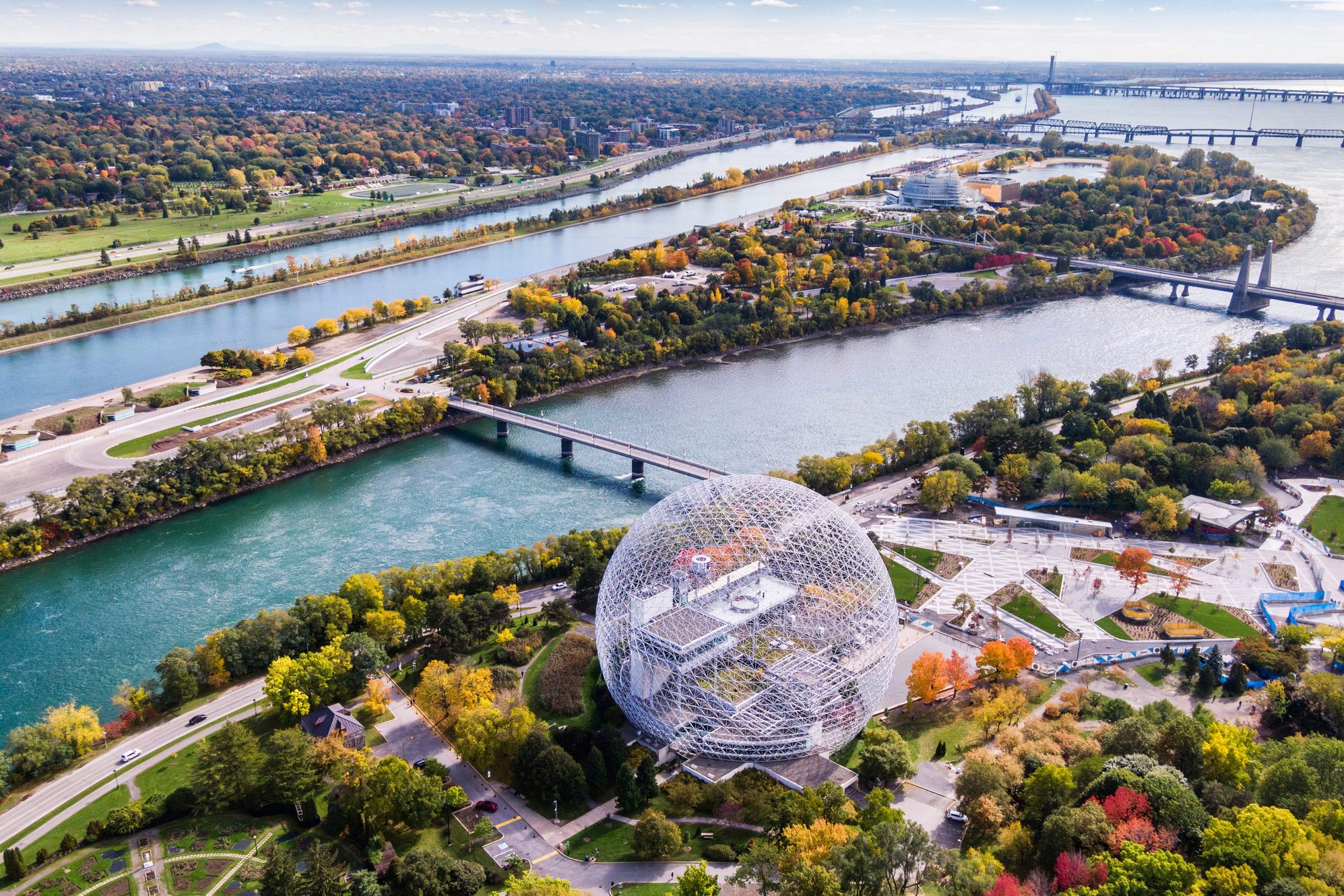 Aerial View of Montreal in Autumn Season, Quebec, Canada