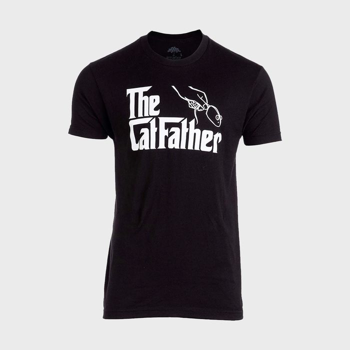 Black T-shirt displays text 