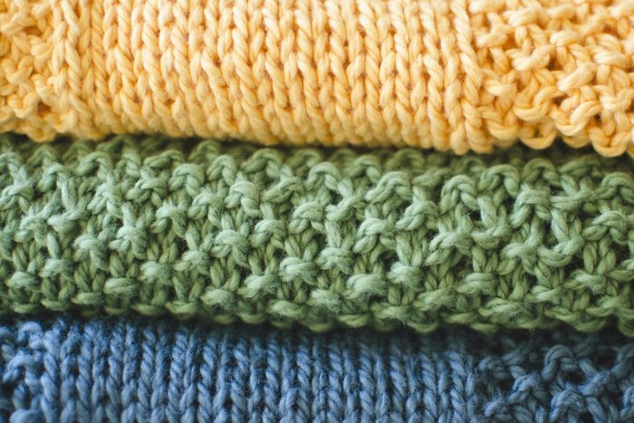 Stack of knitted blankets