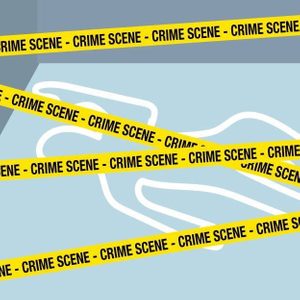 Chalk outline lies beneath overlapping yellow 