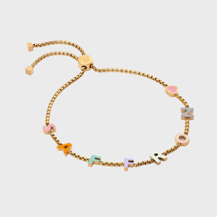 Bracelet displaying colorful letters 