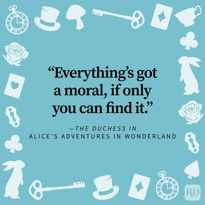 Inspirational Alice In Wonderland Quote on a purple background