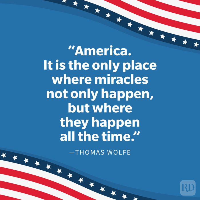 United States Of America Patriotic Quotes on blue background with the flag on opposite corners